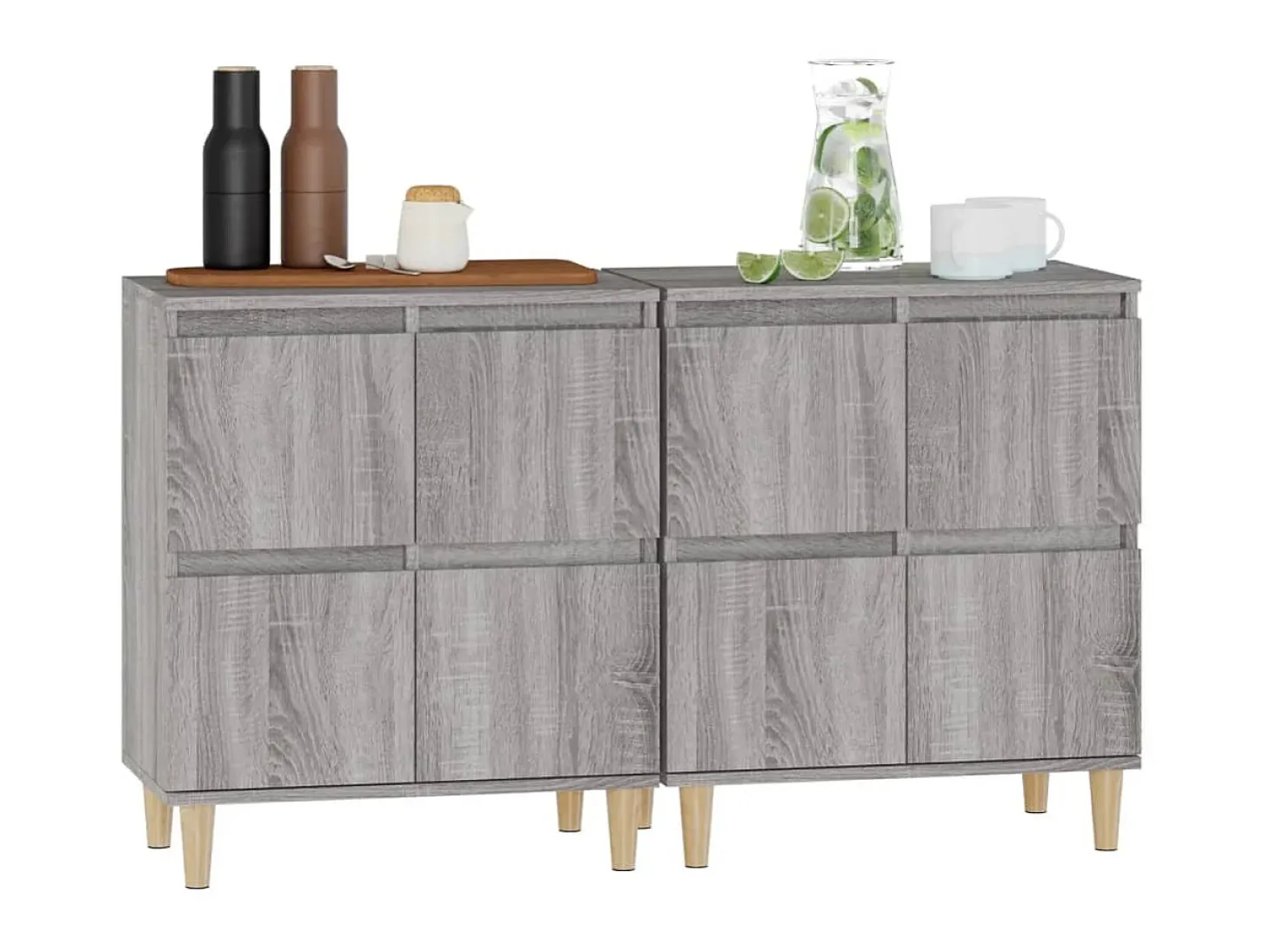 Aparadores 2 uds madera contrachapada gris Sonoma 60x35x70 cm ES10454
