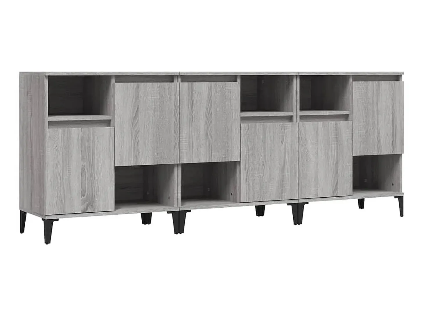 Aparadores 3 uds madera contrachapada gris Sonoma 60x35x70 cm ES91513