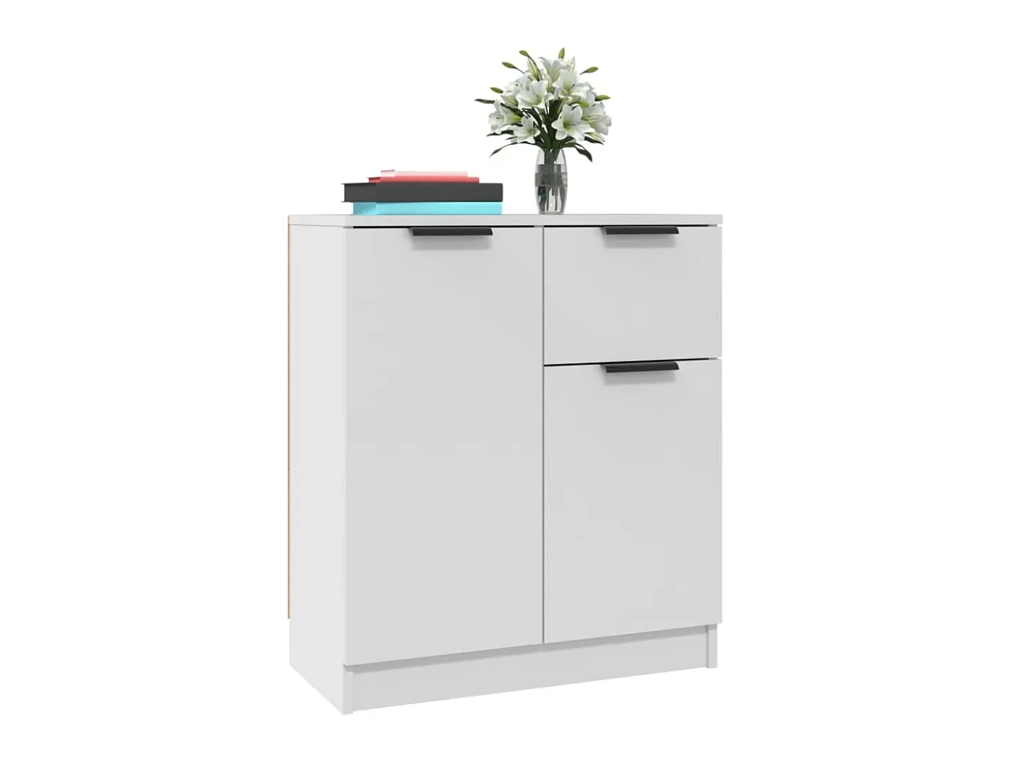 Aparadores 2 uds madera contrachapada blanco 60x30x70 cm ES74850