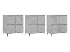 Aparadores 3 uds madera contrachapada gris hormigón ES84199
