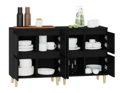Aparadores 2 uds madera contrachapada negro 60x35x70 cm ES72782