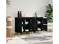 Aparadores 2 uds madera contrachapada negro 60x35x70 cm ES72782