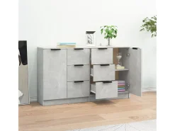 Aparadores 2 uds madera contrachapada gris hormigón 60x30x70 cm ES53533