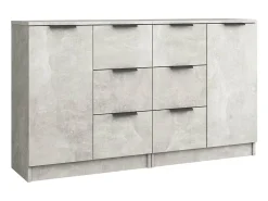 Aparadores 2 uds madera contrachapada gris hormigón 60x30x70 cm ES53533