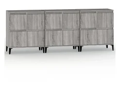 Aparadores 3 uds madera contrachapada gris Sonoma 60x35x70 cm ES25131