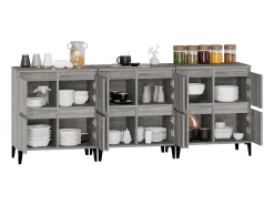 Aparadores 3 uds madera contrachapada gris Sonoma 60x35x70 cm ES25131