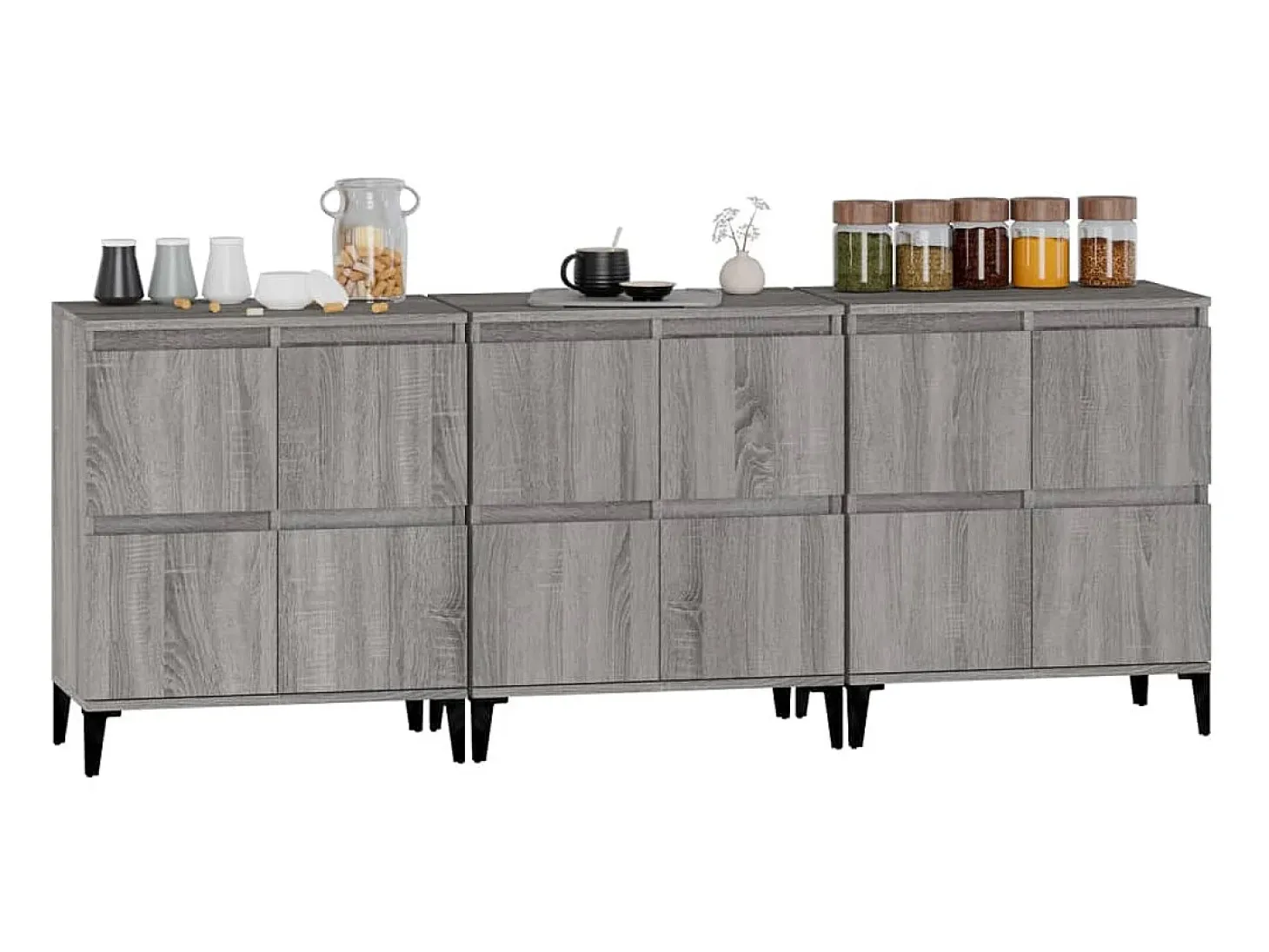 Aparadores 3 uds madera contrachapada gris Sonoma 60x35x70 cm ES25131