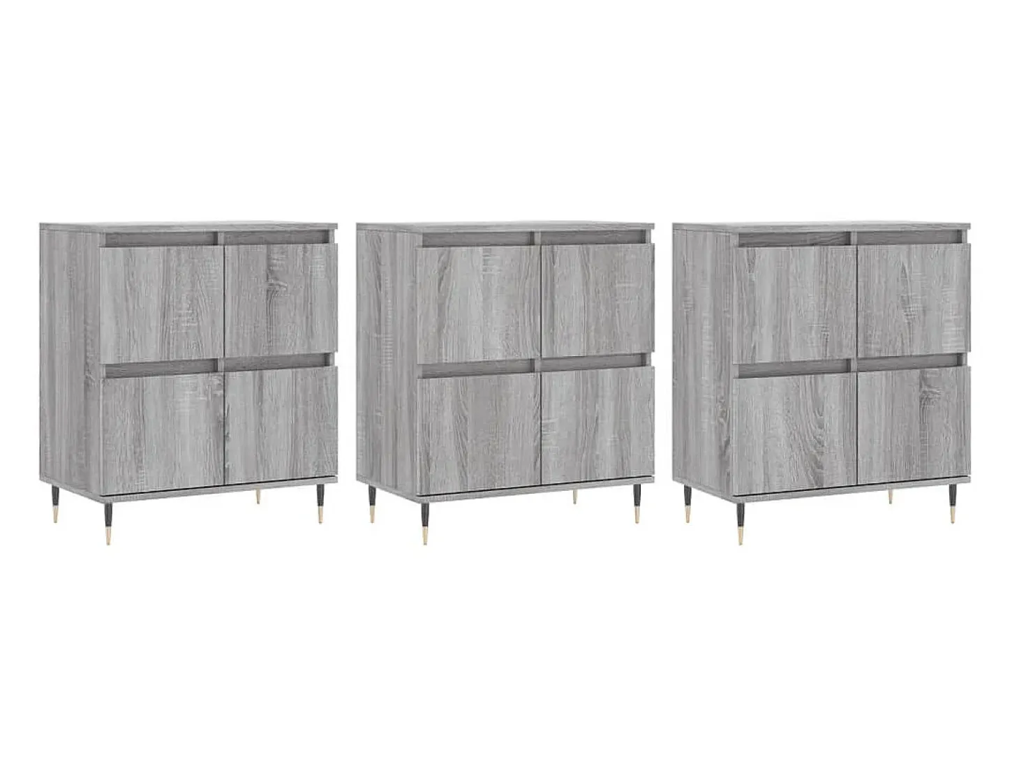 Aparadores 3 uds madera contrachapada gris Sonoma ES39144