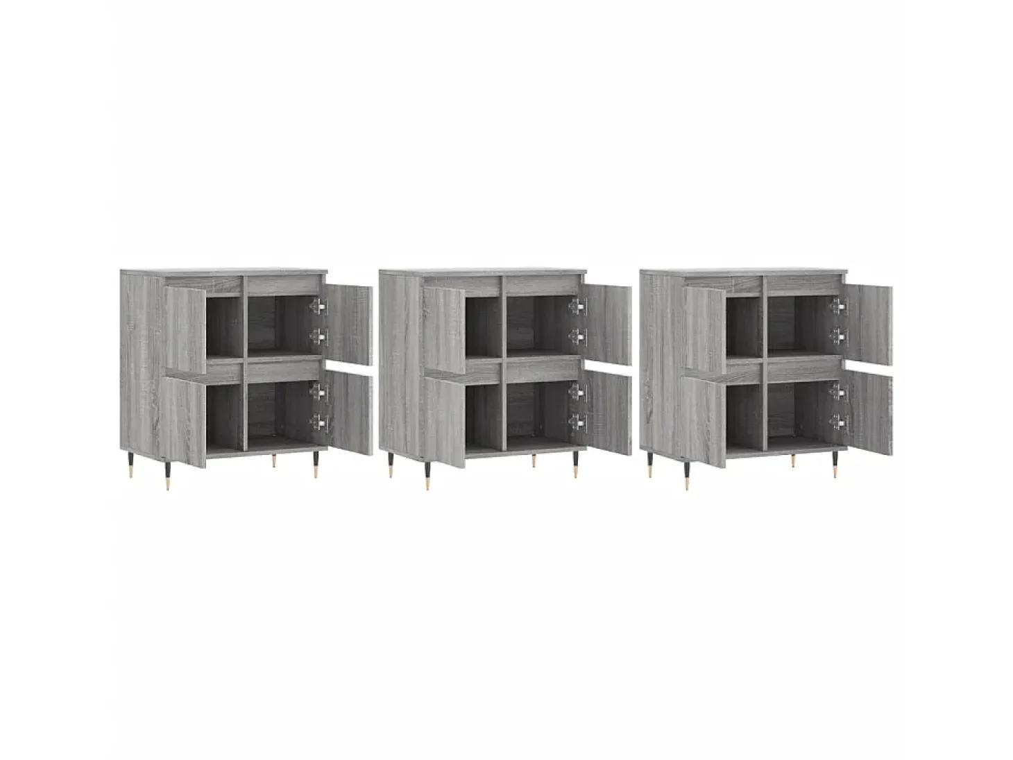 Aparadores 3 uds madera contrachapada gris Sonoma ES39144