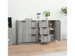 Aparadores 2 uds madera contrachapada gris Sonoma 60x30x70 cm ES27444
