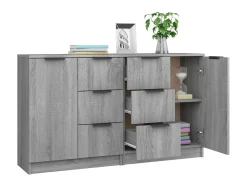 Aparadores 2 uds madera contrachapada gris Sonoma 60x30x70 cm ES27444