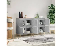 Aparadores 2 uds madera contrachapada gris hormigón 60x35x70 cm ES30052