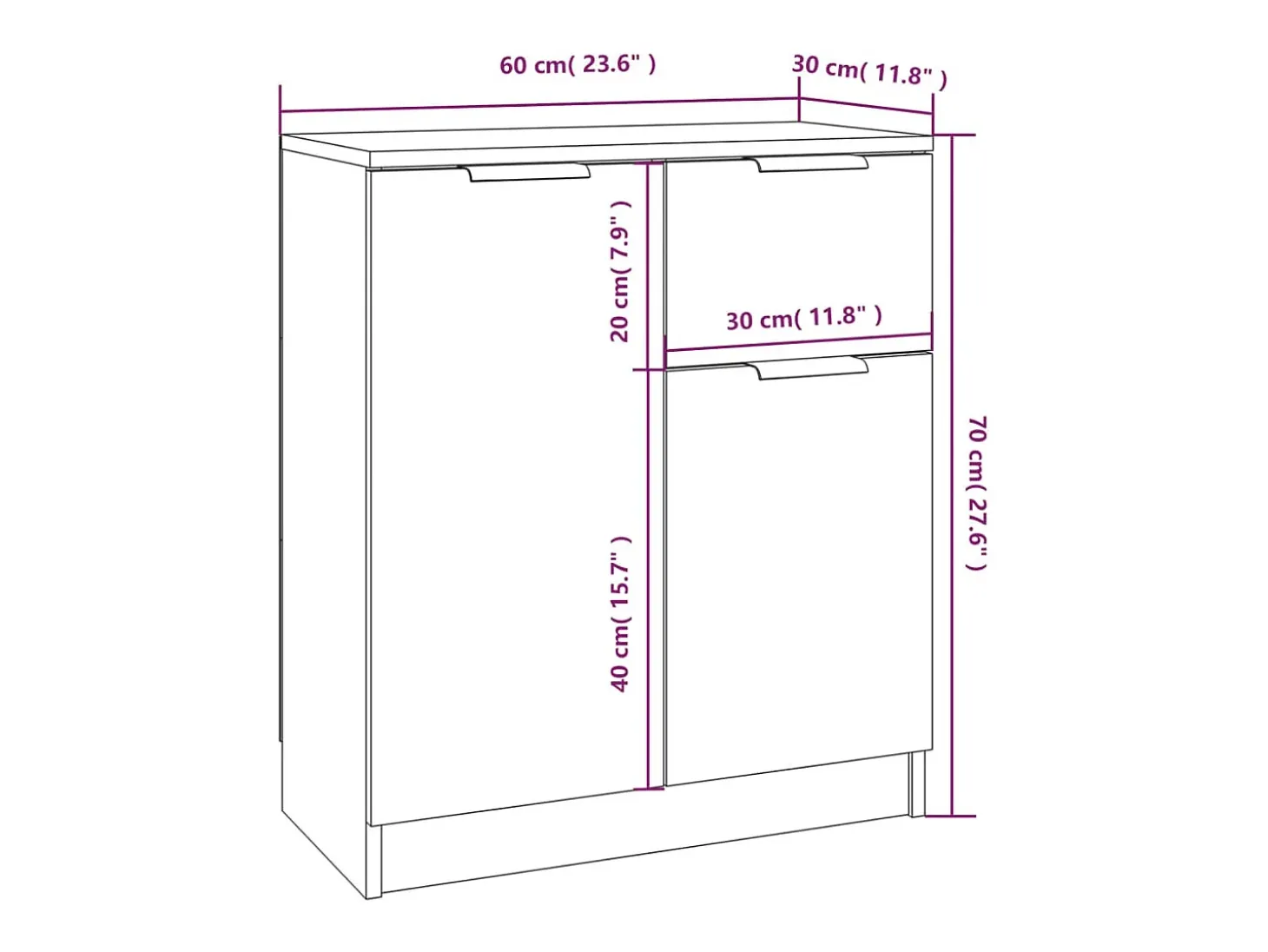 Aparadores 2 uds madera contrachapada roble ahumado 60x30x70 cm
