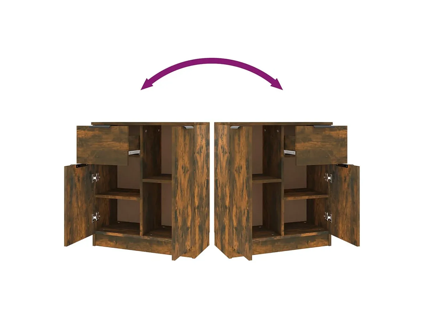Aparadores 2 uds madera contrachapada roble ahumado 60x30x70 cm