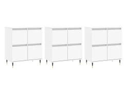 Aparadores 3 uds madera contrachapada blanco