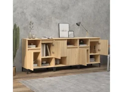 Aparadores 3 uds madera contrachapada roble Sonoma 60x35x70 cm ES21126
