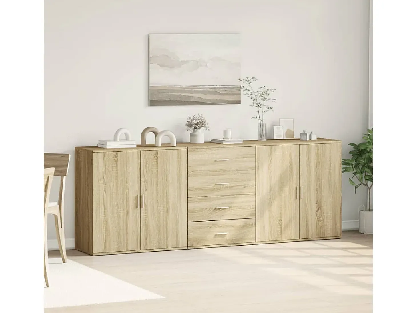 Aparadores 3 uds madera contrachapada color roble sonoma