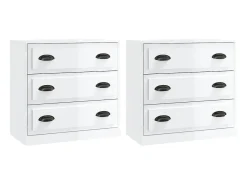 Aparadores 2 uds madera contrachapada blanco brillo ES14449