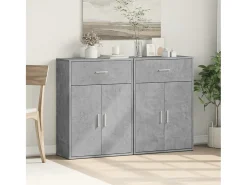 Aparadores 2 uds madera de ingeniería gris hormigón 60x30x84 cm