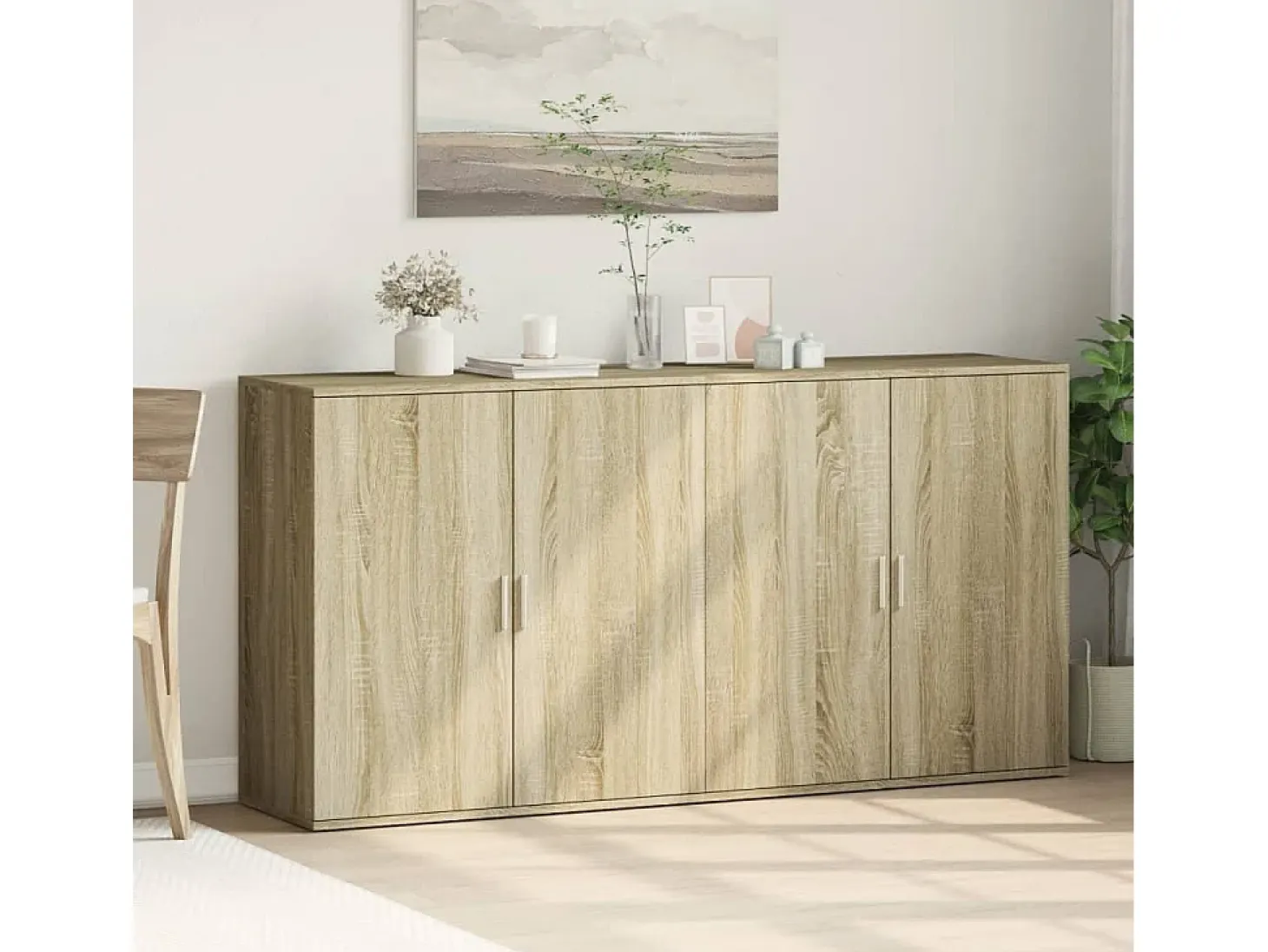 Aparadores 2 uds madera de ingeniería roble Sonoma 79x38x80 cm ES535889
