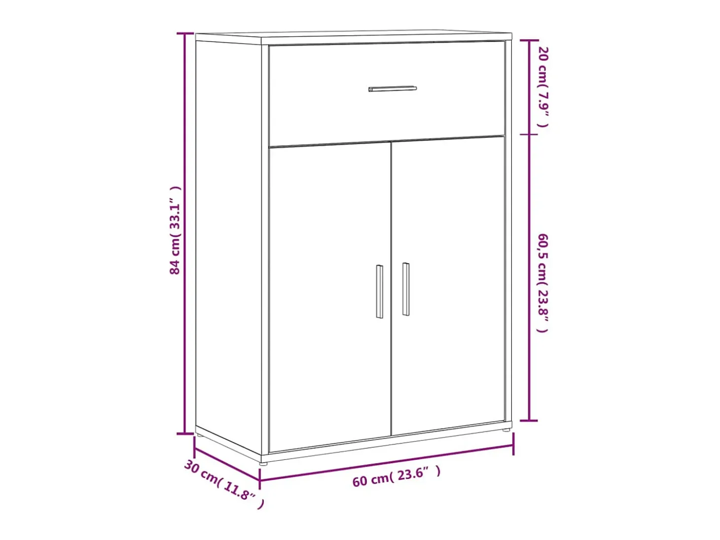 Aparadores 2 uds madera de ingeniería gris Sonoma 60x30x84 cm