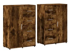Aparadores 2 uds madera de ingeniería roble ahumado 60x31x84 cm