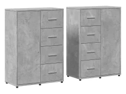 Aparadores 2 uds madera de ingeniería gris hormigón 60x31x84 cm ES729114