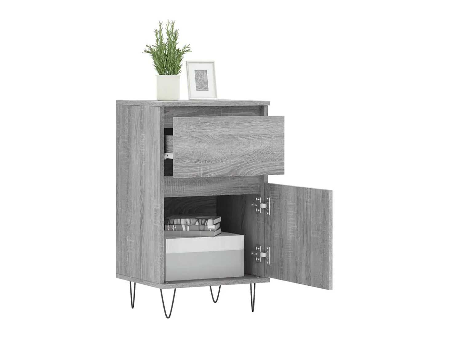 Aparadores 2 uds madera de ingeniería gris Sonoma 40x35x70 cm ES43047