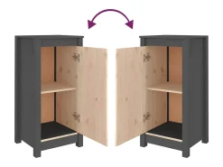 Aparadores 2 uds madera maciza de pino gris 39x35x80 cm