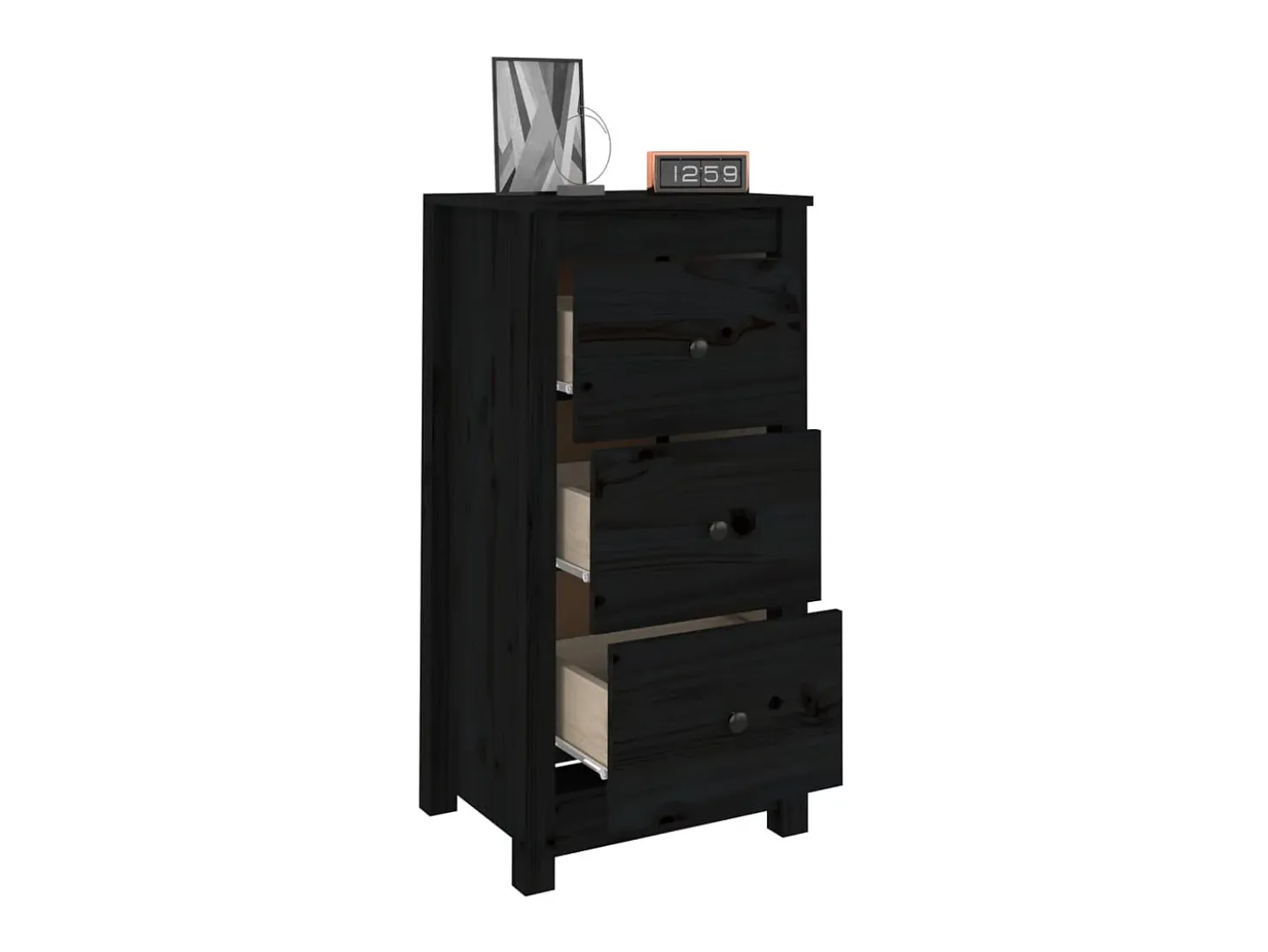 Aparadores 2 uds madera maciza de pino negro 40x35x80 cm ES60088