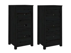 Aparadores 2 uds madera maciza de pino negro 40x35x80 cm ES60088