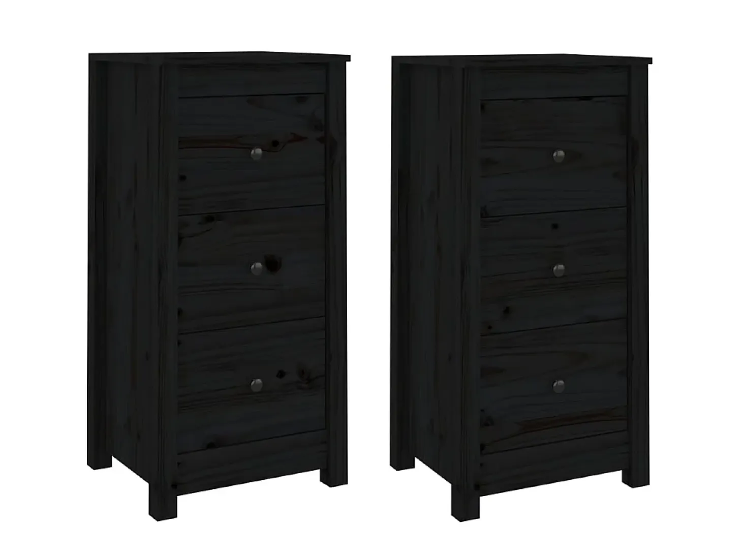 Aparadores 2 uds madera maciza de pino negro 40x35x80 cm ES60088