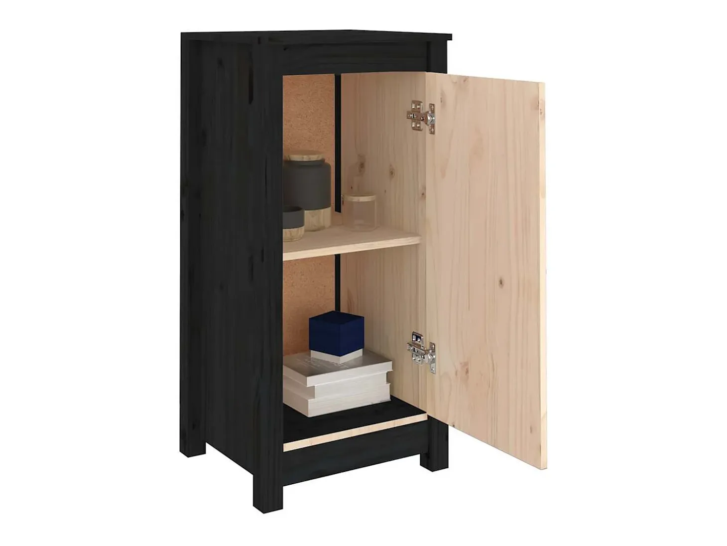Aparadores 2 uds madera maciza de pino negro 39x35x80 cm