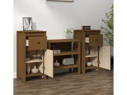 Aparadores 2 uds Marrón miel 40x35x80 cm Madera maciza de pino