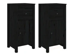 Aparadores 2 uds Negro 40x35x80 cm Madera maciza de pino