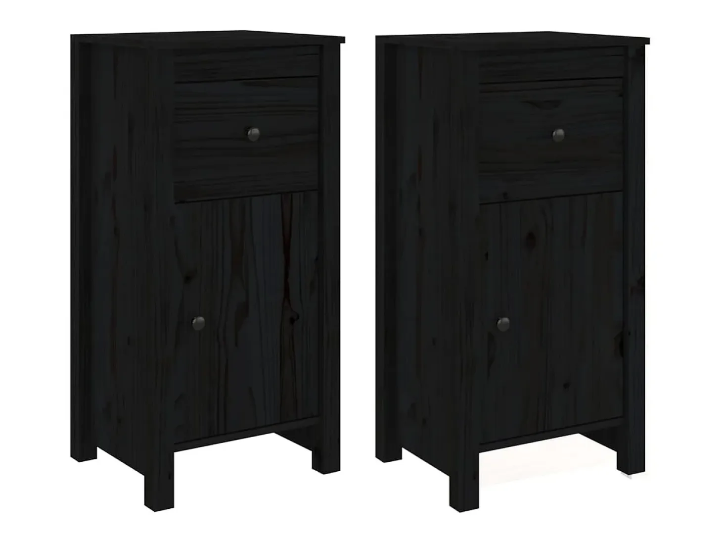 Aparadores 2 uds Negro 40x35x80 cm Madera maciza de pino