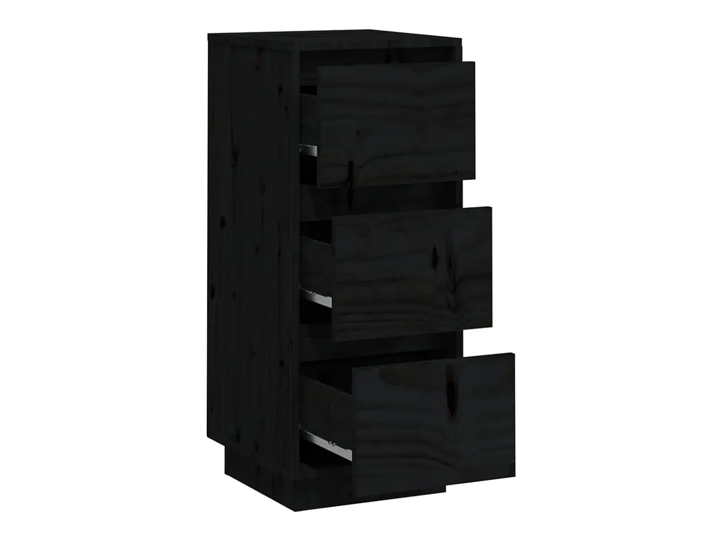 Aparadores 2 uds Negro 32x34x75 cm Madera maciza de pino