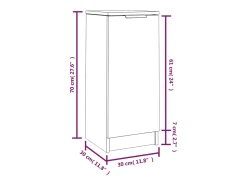 Aparadores 2 uds Roble ahumado 30x30x70 cm Madera de ingeniería