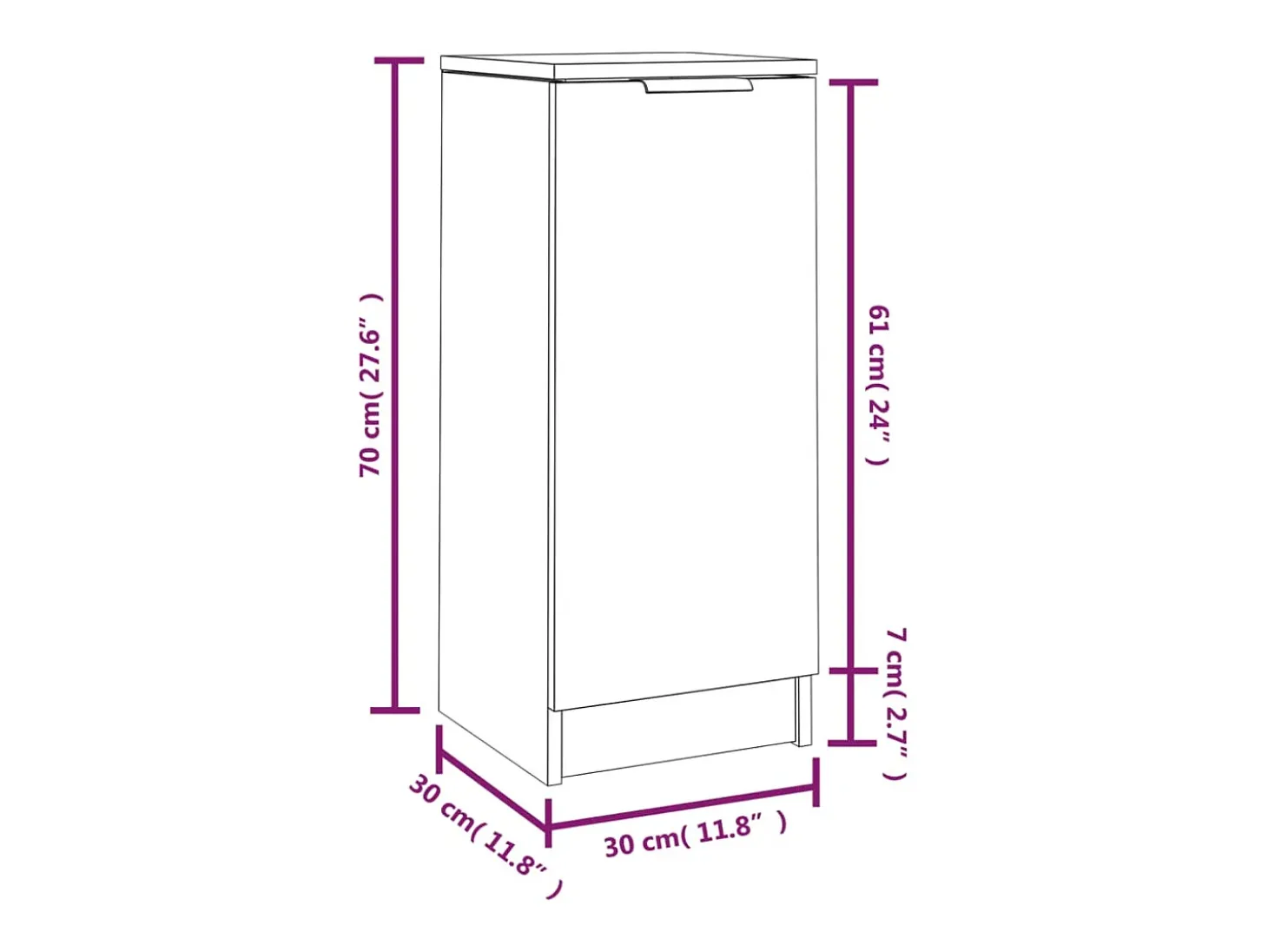 Aparadores 2 uds Roble ahumado 30x30x70 cm Madera de ingeniería
