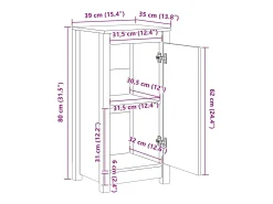 Aparadores 2 uds 39x35x80 cm madera maciza de pino