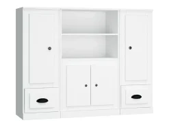 Aparadores altos 3 piezas madera contrachapada blanco