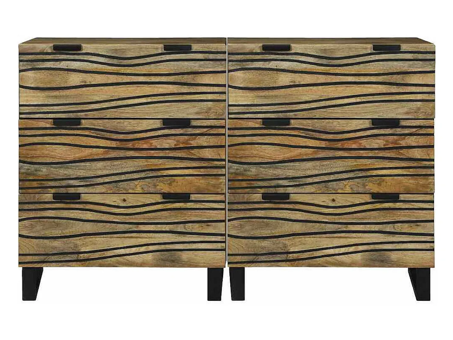 Aparadores con cajón con almacenaje 2 piezas Marrón Medio Madera maciza de mango