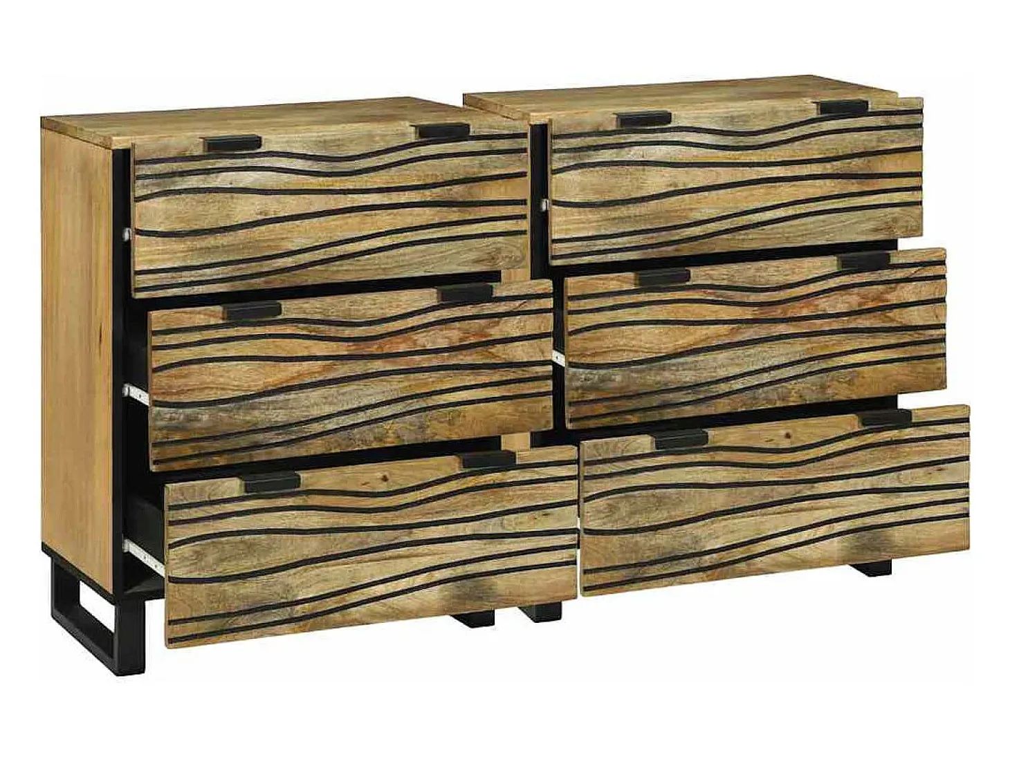 Aparadores con cajón con almacenaje 2 piezas Marrón Medio Madera maciza de mango