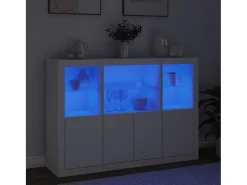 Aparadores con luces LED 3 piezas madera de ingeniería blanca