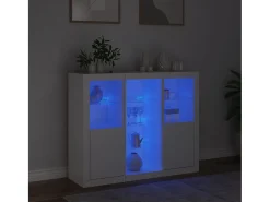 Aparadores con luces LED 3 piezas madera de ingeniería blanca