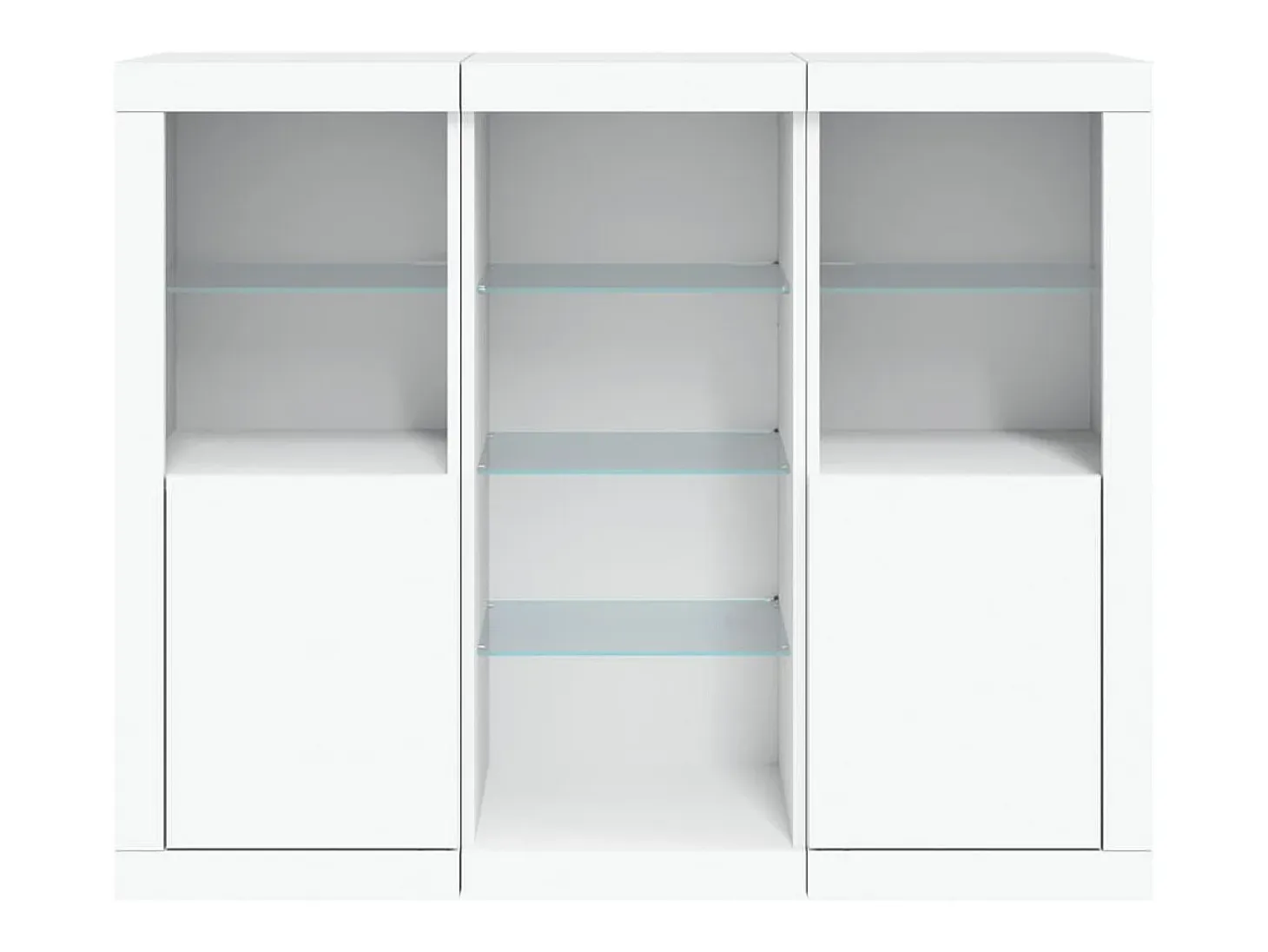 Aparadores con luces LED 3 piezas madera de ingeniería blanca
