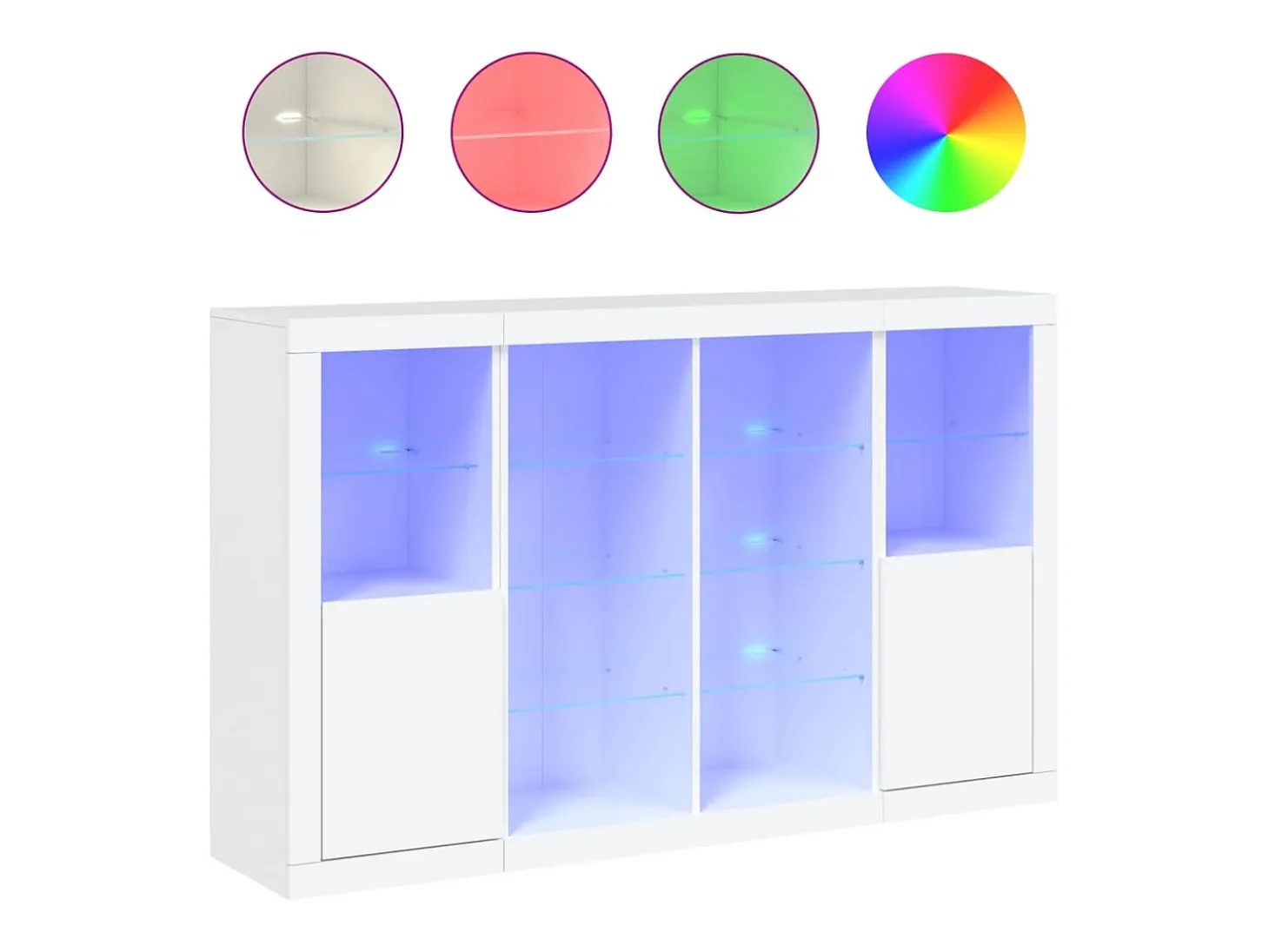 Aparadores con luces LED 3 piezas madera de ingeniería blanco ES671166
