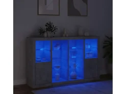 Aparadores con luces LED 3 piezas madera de ingeniería gris hormigón