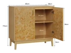 Aparadores con patas de madera maciza, estantes regulables, MDF, amarillo (80x38x77,5 cm)