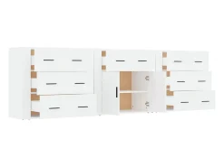 Aparadores de 3 piezas de madera de ingeniería blanca